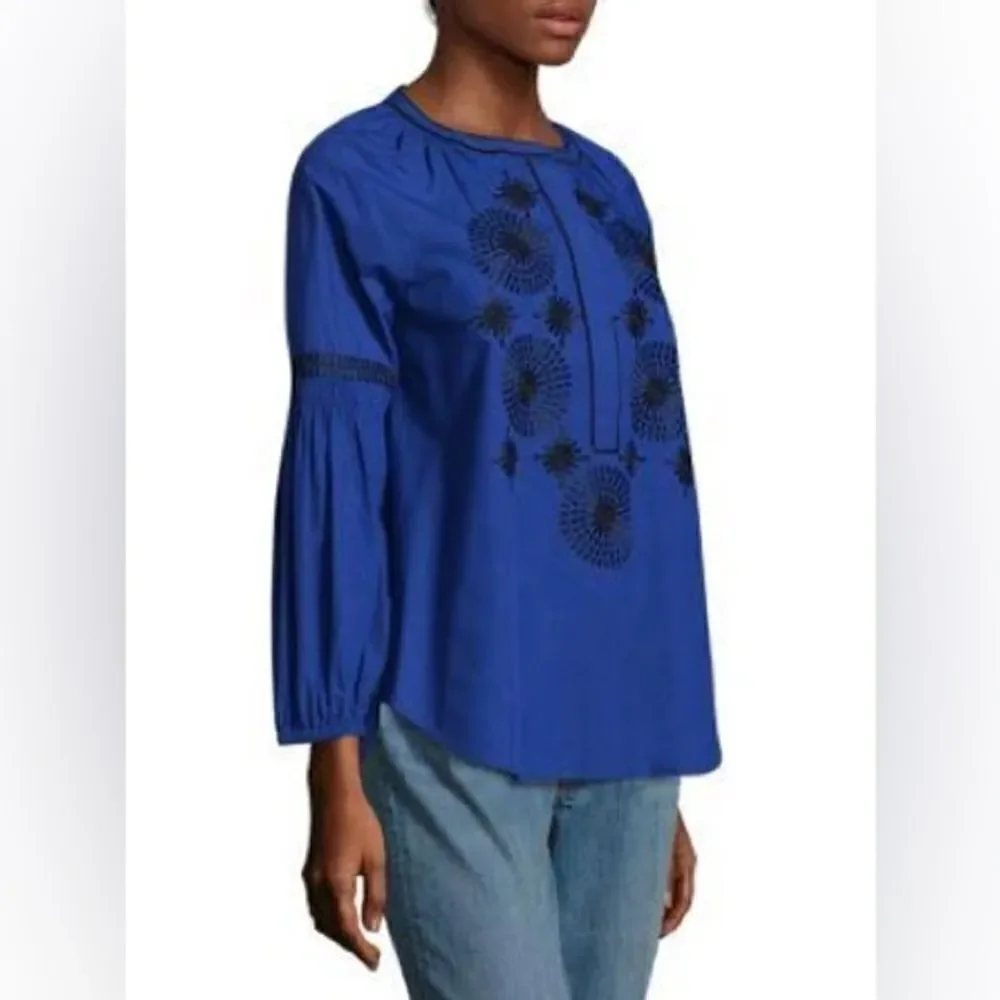 Tory Burch Top Aubrey Tunic Blue Dahlia Size 4